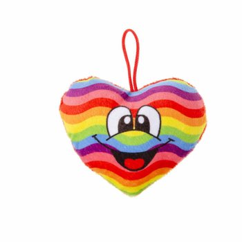 CORAÇÃO DE PELUCHE ARCO-ÍRIS COM SMILEY (24 un.)