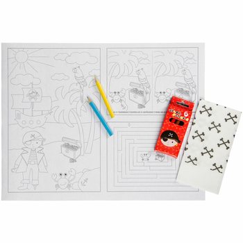CAIXA HORECA COMPLETA PIRATA - 48x Conjuntos de Lápis + 100x Desenhos para Colorir + 100x Guardanapos (248 un.)