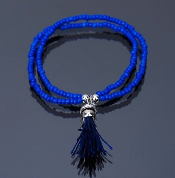 Pulseira Estilo Ibiza com Borla Azul (1 un)