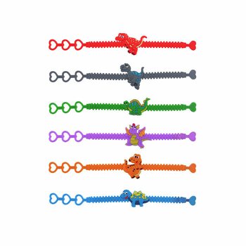 PULSEIRAS DE SILICONE DINOSSAUROS PARA CRIANÇAS (100 un.)