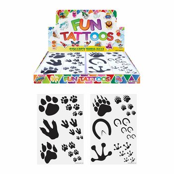 Tatuagens Temporárias Fun - Modelo: Pegadas de Animais em Expositor (96 un.)