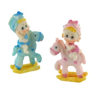 Topper de Bolo de Nascimento - Bebé em Cavalo de Baloiço 9 cm (4 un.)