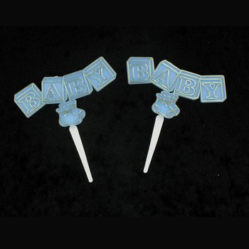 PALITO PARA CUPCAKE DE NASCIMENTO - AZUL BEB&Eacute; (12 un.)