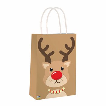RENA DE NATAL - SACO DE PAPEL COM ALÇAS - 14x21x7Cm - NATAL (24 un.)
