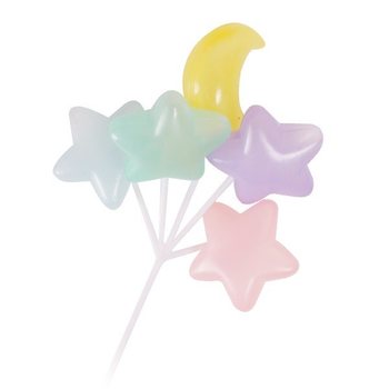 ESPETO PARA CUPCAKE - BALÕES ESTRELA E LUA (15 unid.)