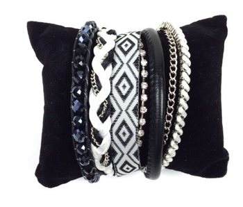 Pulseira Estilo Ibiza Preto/Branco (1 un)