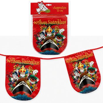 SINTERKLAAS - GRINALDA DE BANDEIRAS „WELKOM SINTERKLAAS” - COMPRIMENTO: 10 Metros (6 un.)