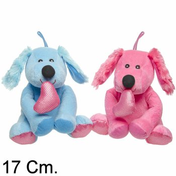CÃO DE PELUCHE COM CORAÇÃO - 17 CM - CORES MIX (12 un.)