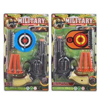 Conjunto de Pistola Militar com 3 Ventosas e Alvos (6 peças)