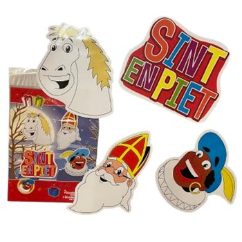 SINTERKLAAS SINT & PIET - CONJUNTO DE 4 PLACAS DECORATIVAS COM DUPLA FACE (6 un.)