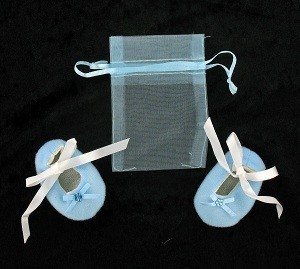 Sapatinhos de Bebé com Saquinho de Oferta - Azul (12 pares)