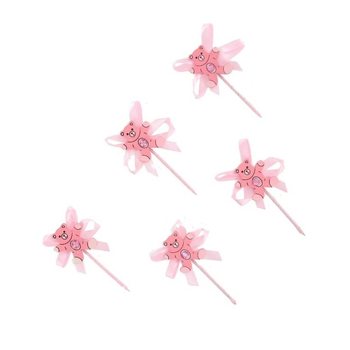 Palitos decorativos para cupcake de nascimento - Urso Rosa (12 un.)