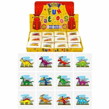 Tatuagens Temporárias de Dinossauros - Pack de 12 Un., Display com 48 Packs