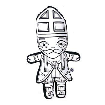 Bonecos de pelúcia para colorir Sinterklaas e Zwarte Piet (10 un.)
