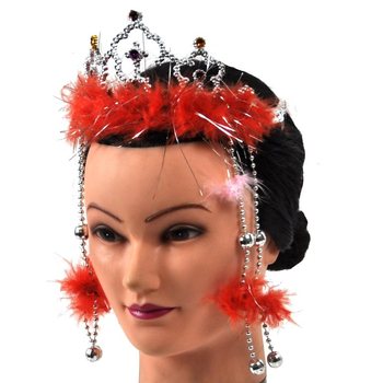 COROA PRATEADA COM BORDA DE PELÚCIA E CORDÕES (12 un.)