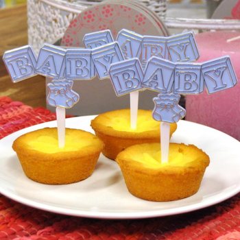 PALITO PARA CUPCAKE DE NASCIMENTO - AZUL BEBÉ (12 un.)