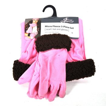 Conjunto de microfleece 3 peças rosa