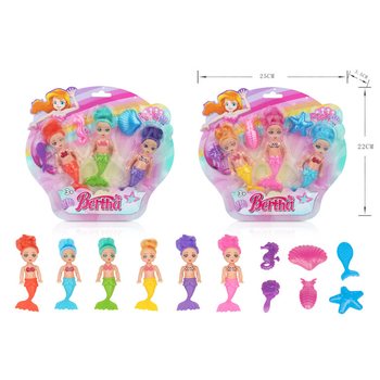 Conjunto de 3 Bonecas Sereia em Cart&atilde;o (6 sets)