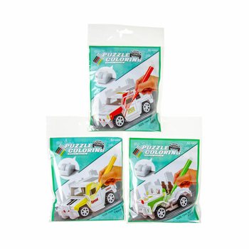 Puzzle 3D Constr&oacute;i e Colore o Teu Pr&oacute;prio Carro (12 un.)