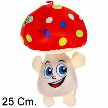 Cogumelo de Peluche Grande com Rosto - 25 cm - Cores Mix (6 un.)