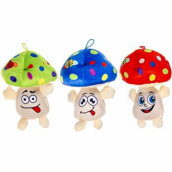 Cogumelo de Peluche Grande com Rosto - 25 cm - Cores Mix (6 un.)