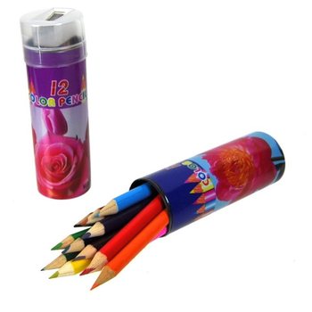 L&Aacute;PIS DE COR EM TUBO + AFIADEIRA (24 un.)