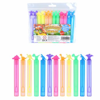 Tubos de Bolhas de Sabão Dinossauro Coloridos (Pack de 12)