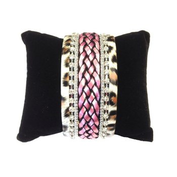 Pulseira Larga Estilo Ibiza Tigre Rosa (1 un.)