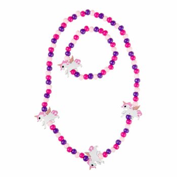 Conjunto de Colar e Pulseira de Unic&oacute;rnio em Madeira para Crian&ccedil;a (48 un.)