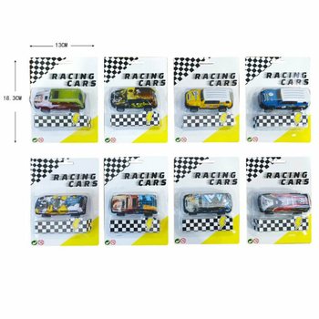 Carros de metal Pull Back em cart&atilde;o (12 unidades)
