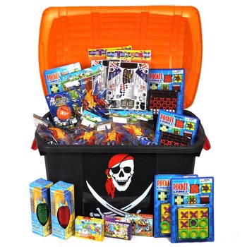 Caixa de Surpresas Baú do Tesouro Pirata Grande (Com 100 brinquedos de luxo)