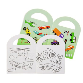 Mini Livros de Colorir de Ve&iacute;culos com Autocolantes (48 un.)