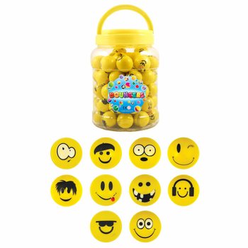 Bolas Saltitonas Smiley Funny Faces Ø3,3cm em Boião (72 un.)