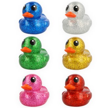 Patinhos de Banho Grandes com Purpurinas Coloridas - 10x8x8 cm (6 un.)