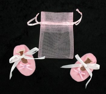 Sapatinhos Decorativos de Beb&eacute; com Saco de Oferta - Rosa (12 pares)