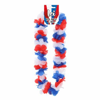 Colar Havaiano - Vermelho / Branco / Azul (12 unid.)