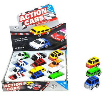 CARROS DE FRICÇÃO EM METAL DIE CAST EM EXPOSITOR (12 unid.)