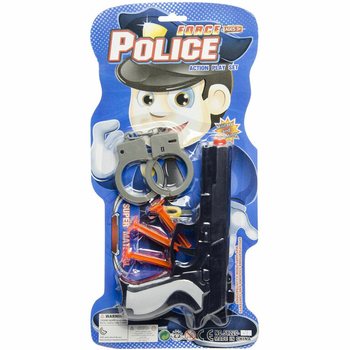 CONJUNTO DE POLÍCIA EM CARTÃO - PISTOLA COM 3 VENTOSAS E ALGEMAS (6 ud.)
