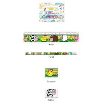 CONJUNTO DE PAPELARIA ANIMAIS DA QUINTA 4 PEÇAS (24 un.)