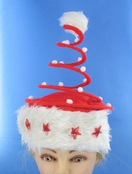 GORRO DE NATAL LUXO EM ESPIRAL COM ESTRELA LUMINOSA (12 un.)
