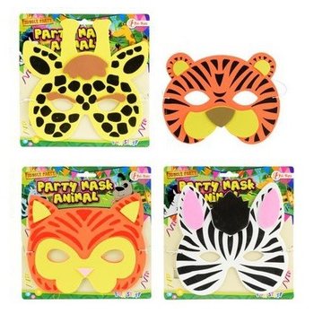 Máscaras de Animais em Espuma Sortidas em Cartão (18 un.)