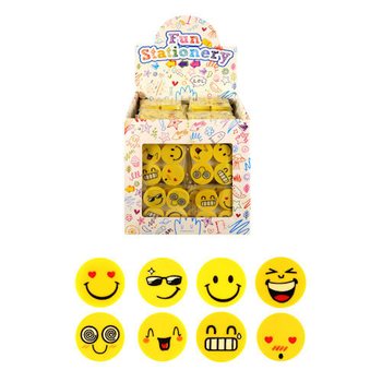 MODELO DE BORRACHAS: CONJUNTO DE 4 BORRACHAS SMILEY EM EXPOSITOR (120 un.)