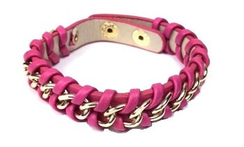 Pulseira Entrançada Fúcsia Estilo Ibiza (1 un.)