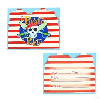 12 Convites de Aniversário com Envelope - Pirate Party (6 conjuntos)