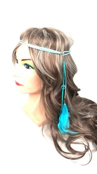 Banda elástica para o cabelo com penas Turquesa (1 un.)