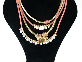 Colar Elegante de 4 Voltas Rosa (1 un)