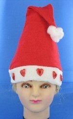 Gorro de Pai Natal com cora&ccedil;&otilde;es luminosos (12 un)