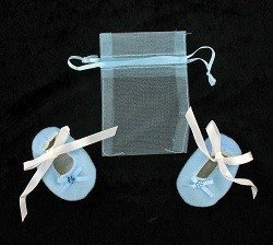 Sapatinhos de Beb&eacute; com Saquinho de Oferta - Azul (12 pares)