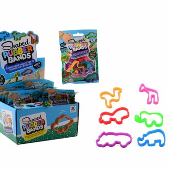 CONJUNTO DE 6 ELÁSTICOS ANIMAIS SELVAGENS EM EXPOSITOR (36 unid.)