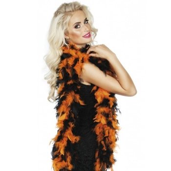 BOA DE PENAS LARANJA E PRETO 180 CM (12 un.)
